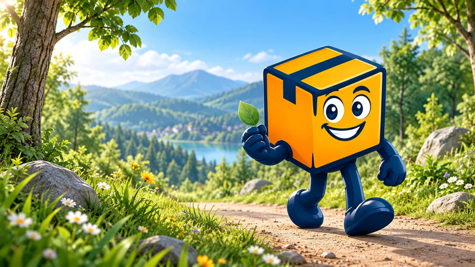 ColisGo mascot in lush natural surroundings